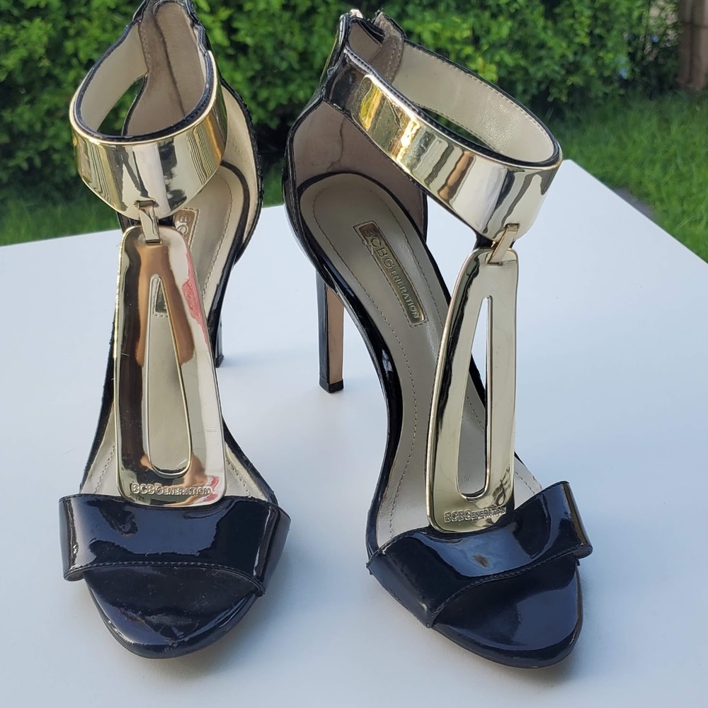BCBG Plated Black Heels